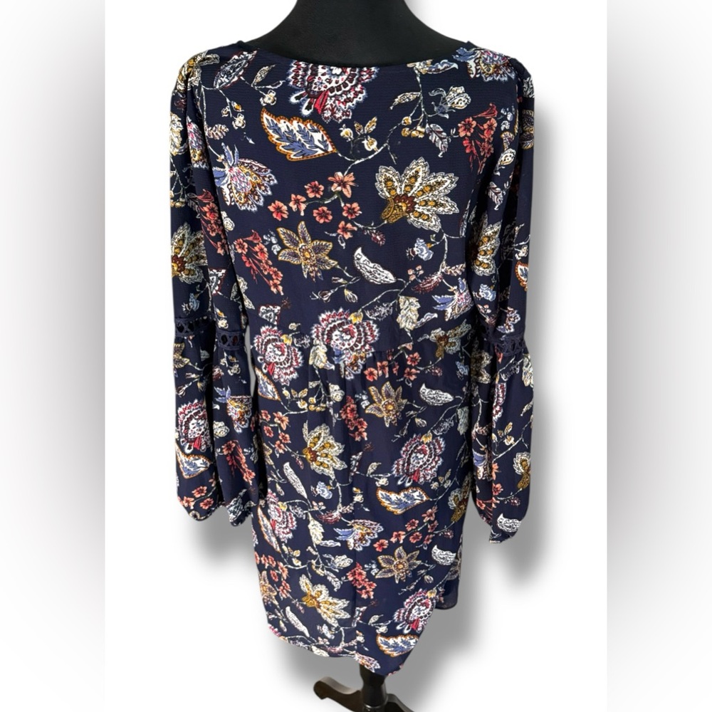 Wrangler Floral Long Sleeve Dress - Navy View 3